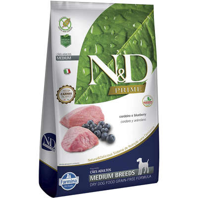 Farmina N&D Prime Cordeiro e Blueberry Cães Adultos Raças Médias