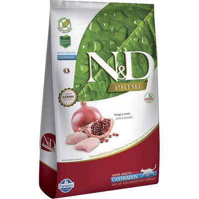 Farmina N&D Prime Frango e Romã Gatos Adultos Castrados