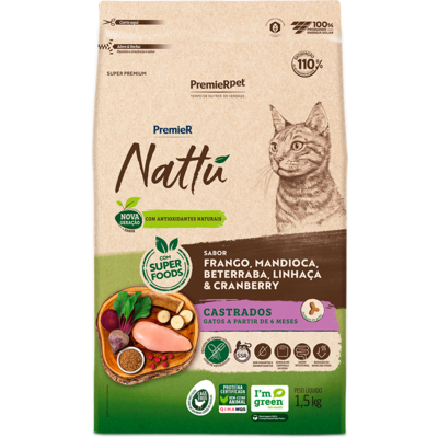 PremieR Nattú Mandioca para Gatos Castrados