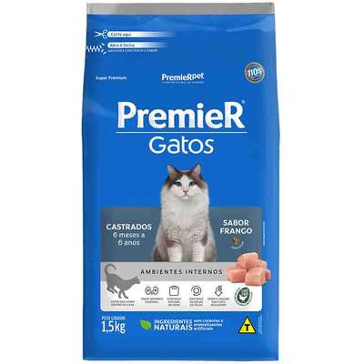 Premier Pet Ambientes Internos Frango para Gatos Castrados