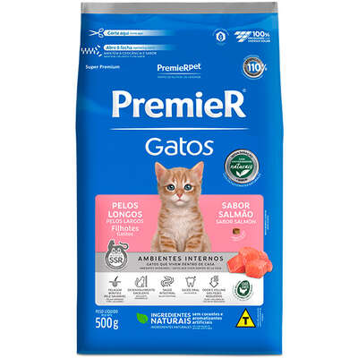 Premier Pet Ambientes Internos Gatos Filhotes Pelos Longos Salmão