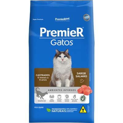 Premier Pet Ambientes Internos Salmão para Gatos Castrados