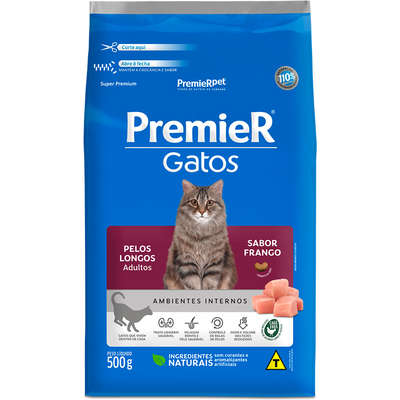 Premier Pet Gatos Ambientes Internos Pelos Longos Adultos Frango