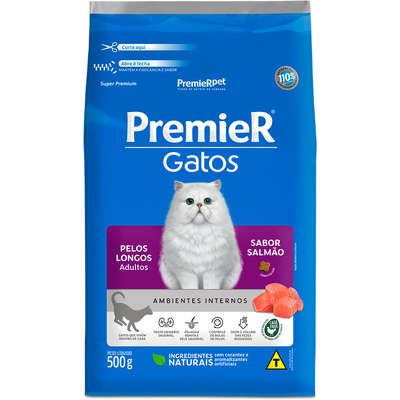 Premier Pet Gatos Ambientes Internos Pelos Longos Adultos Salmão