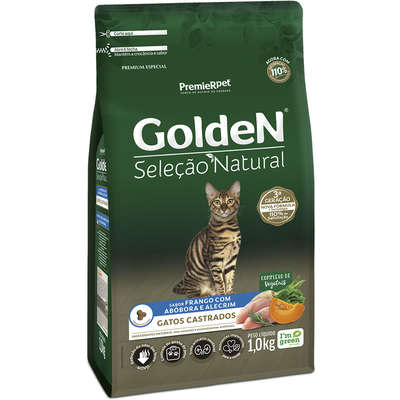 PremieR Pet Golden Seleção Natural Frango, Abóbora e Alecrim para Gatos Castrados
